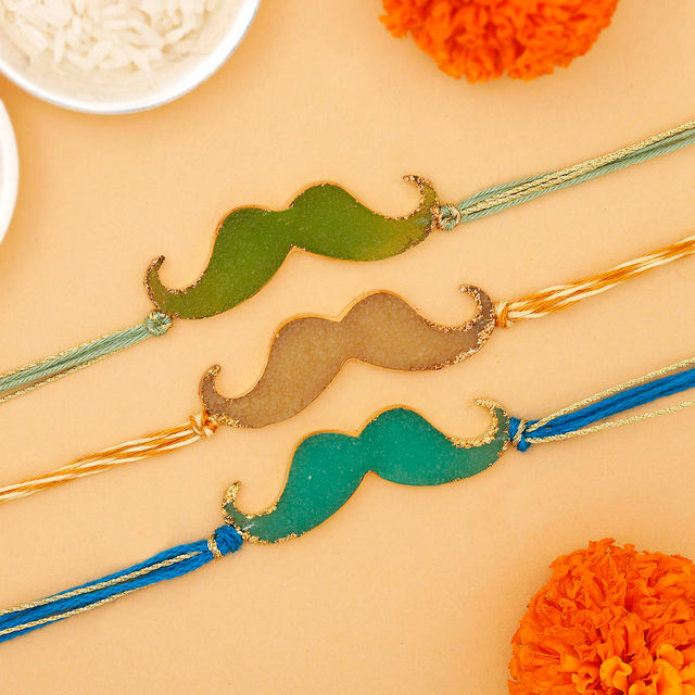 IGP Moustache Shaped Rakhi | Set of 3 - Fun and Trendy