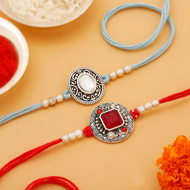 IGP Oxidized with Semi Precious Stone Rakhi - Set of 2