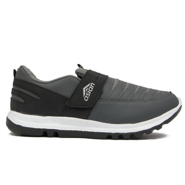 Asian Men s Superfit Black Grey Velcro Shoes | UK-11