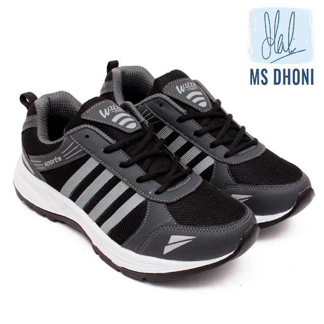 Asian Jio-13 Men Sports Shoes | Black-Silver | Size-9