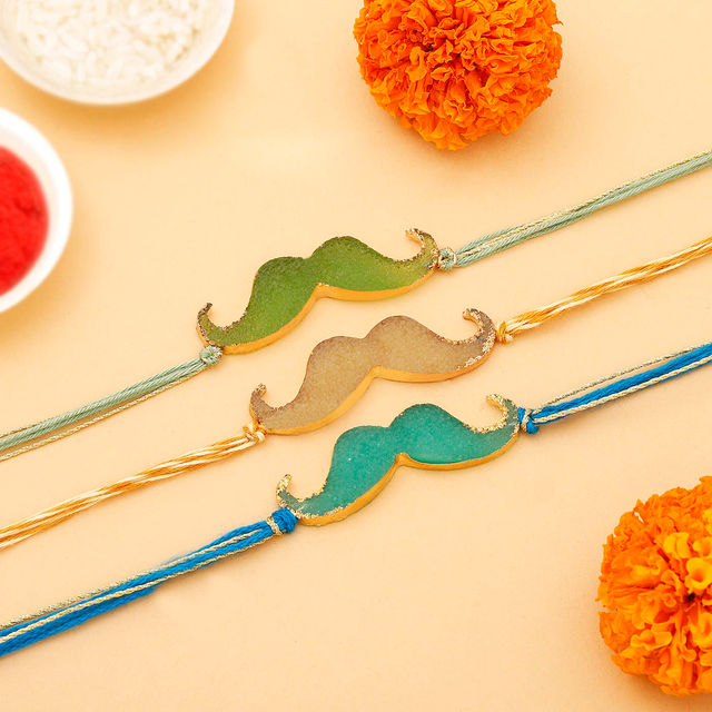 IGP Moustache Shaped Rakhi | Set of 3 - Fun and Trendy