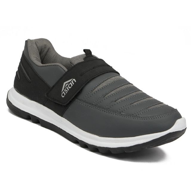 Asian Men s Superfit Black Grey Velcro Shoes | UK-11