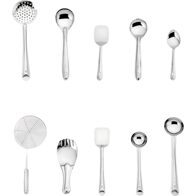 Classic Essentials Stainless Steel Cooking and Serving Spoon Set 10 Pcs Kitchen Tool Set Silver