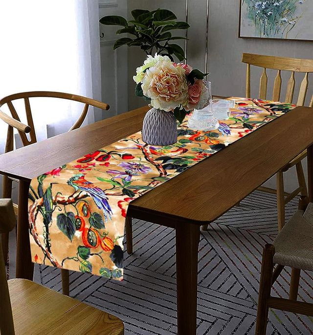 Lushomes Table Runner - Printed Peacock | Cotton | 13 x 72 inch | Rectangular