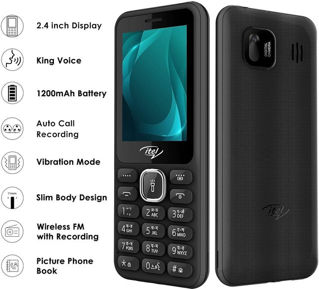 itel it5027 Slim Keypad Mobile | 2.4 inch Display | 1200mAh Battery | Type C Charging | Black