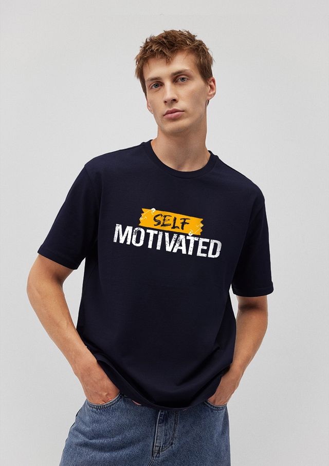 De Tees Men's Half Sleeve T-shirt | MHS-MOTIVATION | Navy - M