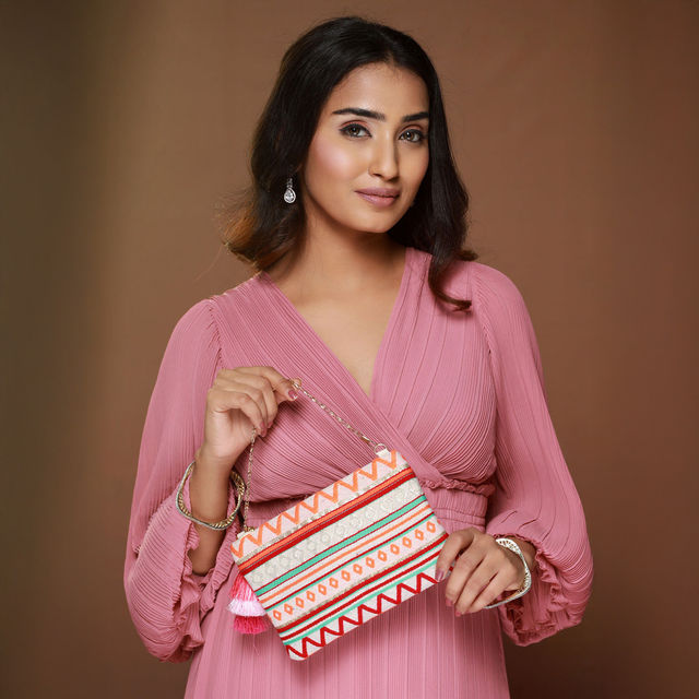 Priyaasi Women's Fabric 1 L Zipper Pouch | Multicolour - One Size