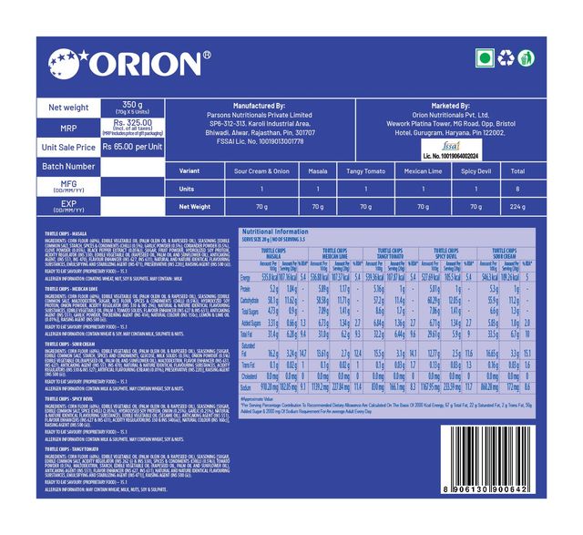 Orion Turtle Chips Assorted Corn Chips Snack Box