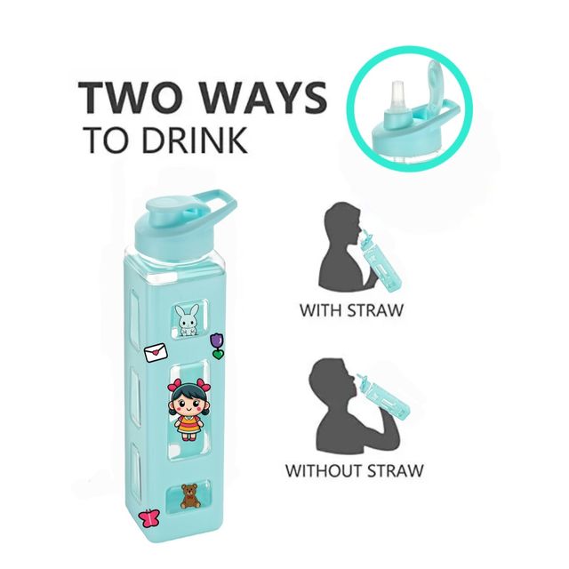 2Mech 1000 ml Plastic Water Bottle With Convenient Sticker Fancy Kids - Pink