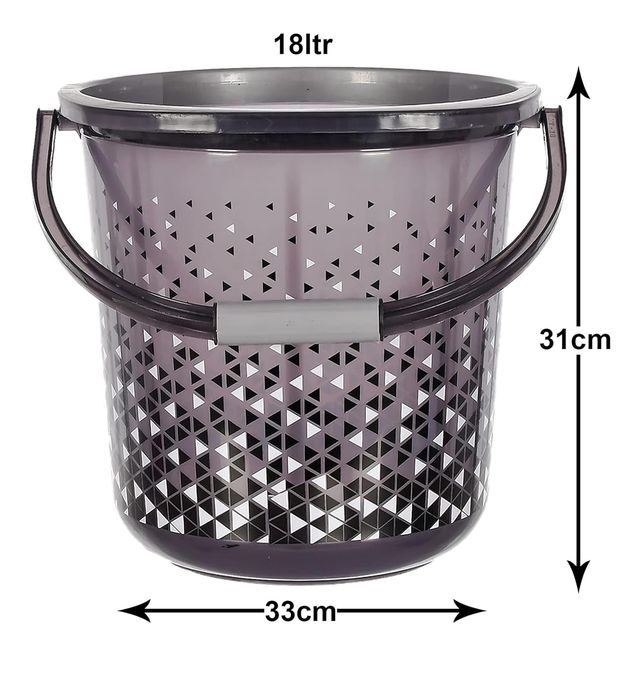 Kuber Industries Multiuses Tinted Print Plastic Bucket with Handle | 18 Litre (Black)