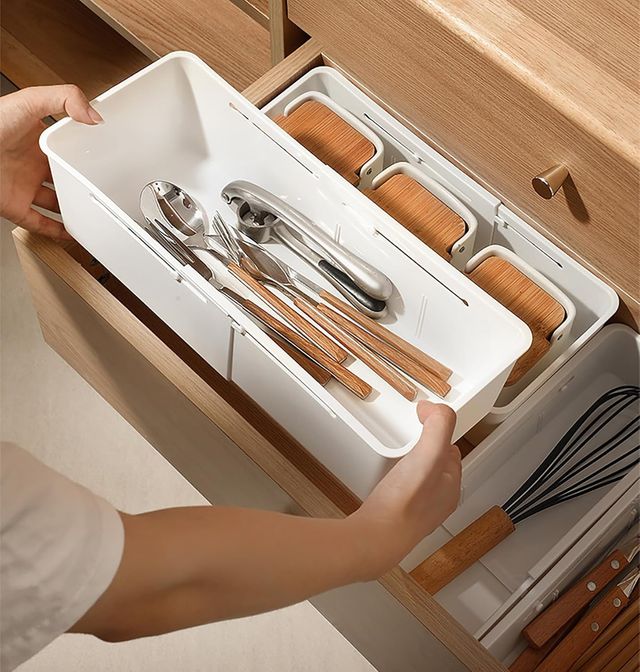 New Dawn Set Of 2 Expandable Partition Boxes For Storage With Divider