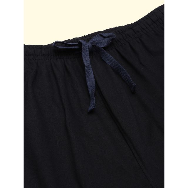 Kryptic Women's Pure Cotton Solid Drawstring Capri | Black - XL