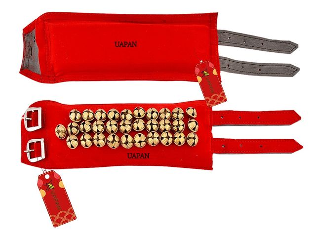 Uapan Brass Ghungroo Velvet Pad With Strip 3 Line Pair, 30+31