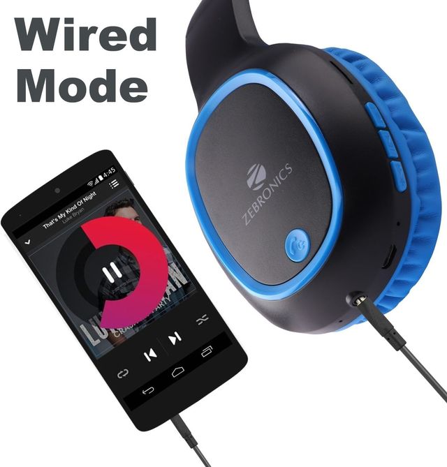 Zebronics Thunder BT 5.3 Headphone, 60H, Gaming Mode, Dual Pairing, ENC, AUX, mSD, Voice Asst(Blue)