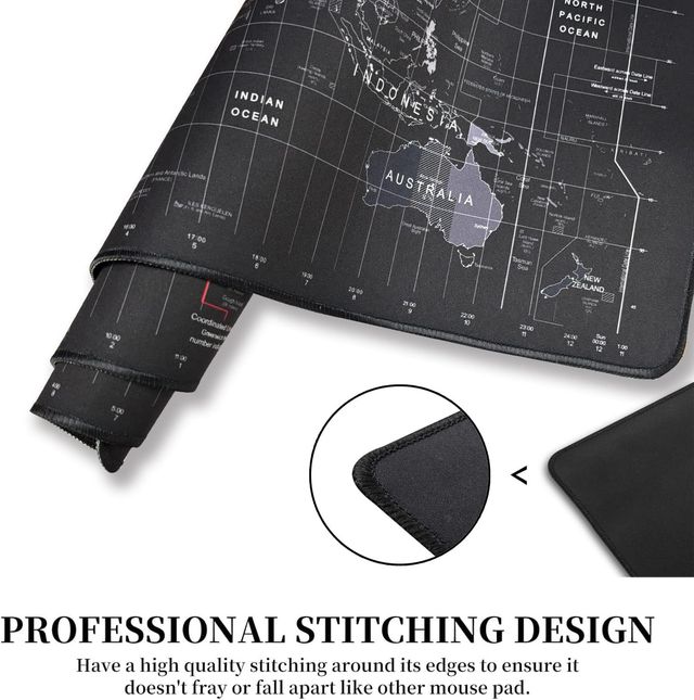 Ailkin World Map Extended Anti-Slip Rubber Gaming Mouse Pad Desk Mat for Computer Laptop