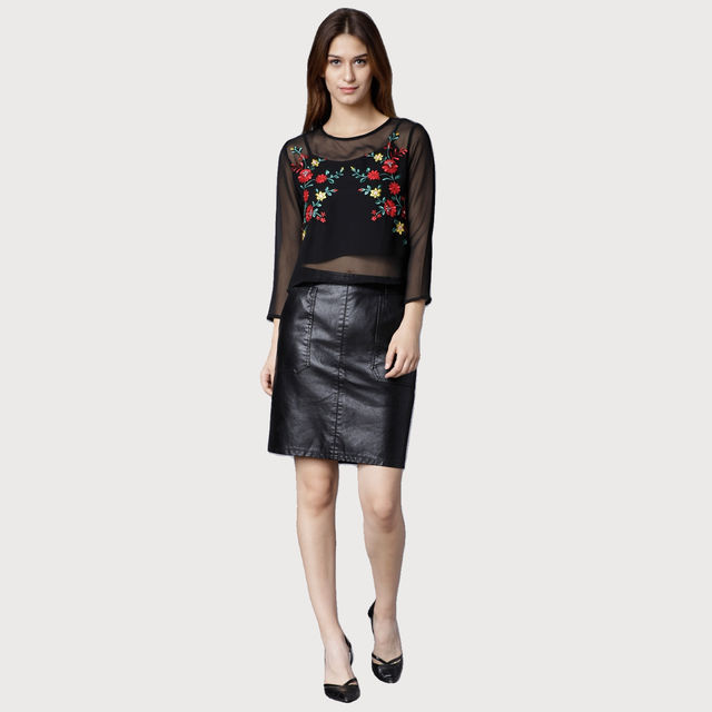 Buy Tokyo Talkies Women's Casual Full Sleeve Embroidered Top
