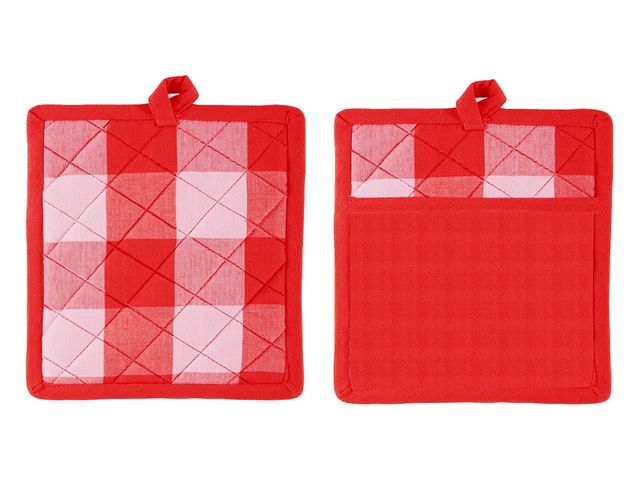Lushomes Pot Holder - Red | Buffalo Checks | Microwave Hand Gloves | 9 x 8 inch