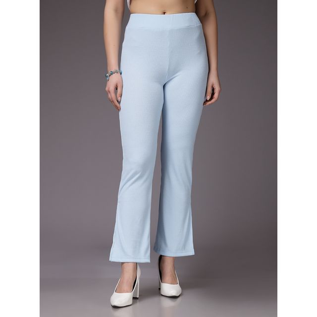 Freehand Women's Flare Solid Casual Flare Trouser | Delicate Blue - 28
