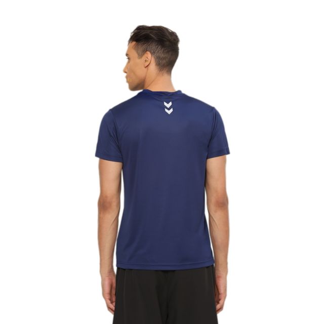 hummel Men's Budoc Round Neck Solid Regular Fit Gym T-shirt | Blue Nights - L