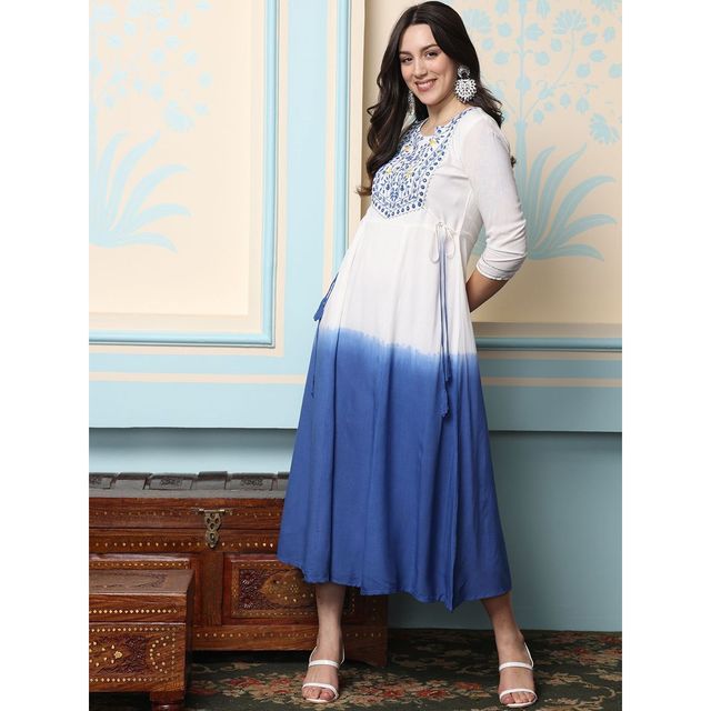 Ishin Women's Kurta Rayon Staple | Cream - S