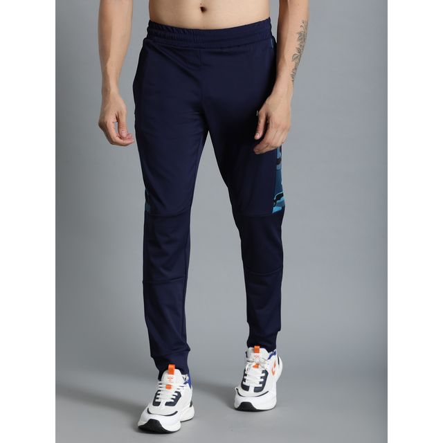 hummel Men's Ailis Solid Regular Fit Gym Track Pant with Zipper Pockets | Navy - XL