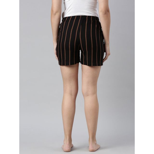 Go Colors Women's Printed Woven Viscose Lounge Shorts | Black - M