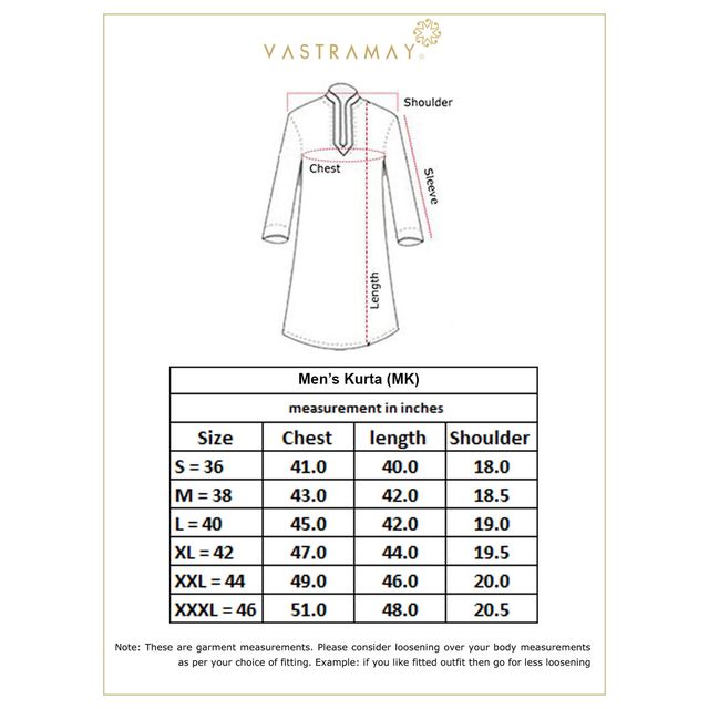 Vastramay Men's Cotton Blend Pathani Kurta | Black - XXL