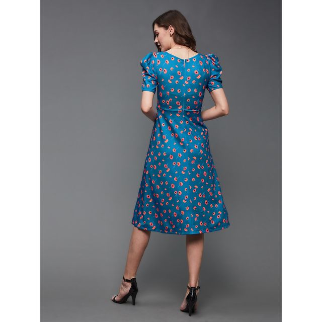 Miss Chase Women s Shining Dreams Printed Dress Multicolored Base Blue | XL