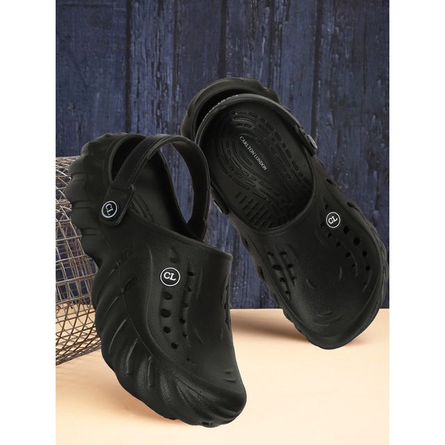 Carlton London Black Comfortable Men Clogs Shoes | UK 6