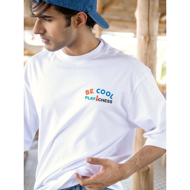 Bonorganik Men's Generic Oversize - Front and back Print T-shirt | BON12073 | White - XL