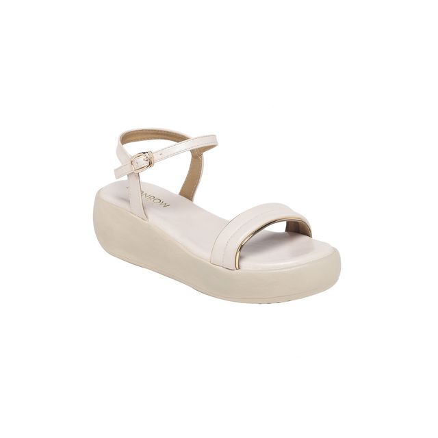 Monrow Women's Verina Cream Flatform Heels | UK7