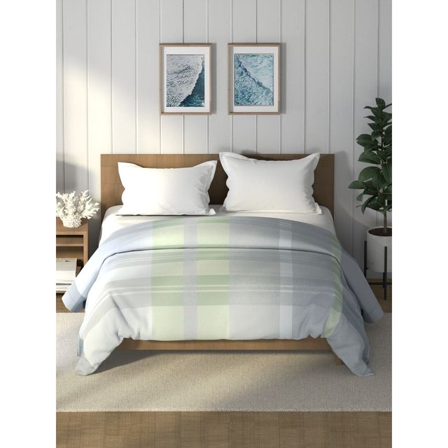 Nautica Super Soft Cotton Fabric Comforter for All Weather | Double Size | Geometric | Grey, Green