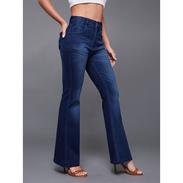 Miss Chase Meraki Soul Midrise Bootcut Jeans | Navy Blue | 30
