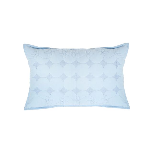 Hosta Homes Pure Cotton Blue Embroidred Pillow Covers Pack of 2