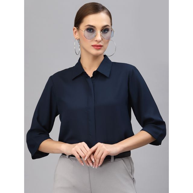 Style Quotient Women Navy Blue Solid Shirt | XL | AW22SQSYDNEY - Navy