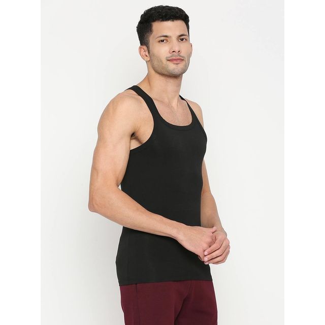 Underjeans by Spykar Men's Black Pack of 1 Vest | S