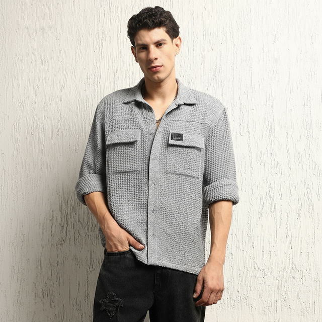 Hubberholme Men's Classic Cotton Casual Waffel Oversized Double