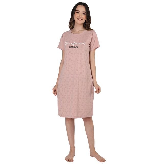 Duchess Women's Cotton Blend Printed Knee Length Nighty | Mouse - L