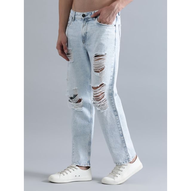 Bene Kleed Men's Light Blue Relaxed Fit Solid Highly Distressed Jeans - 32 | BOMDT138XL49-666EL-D6