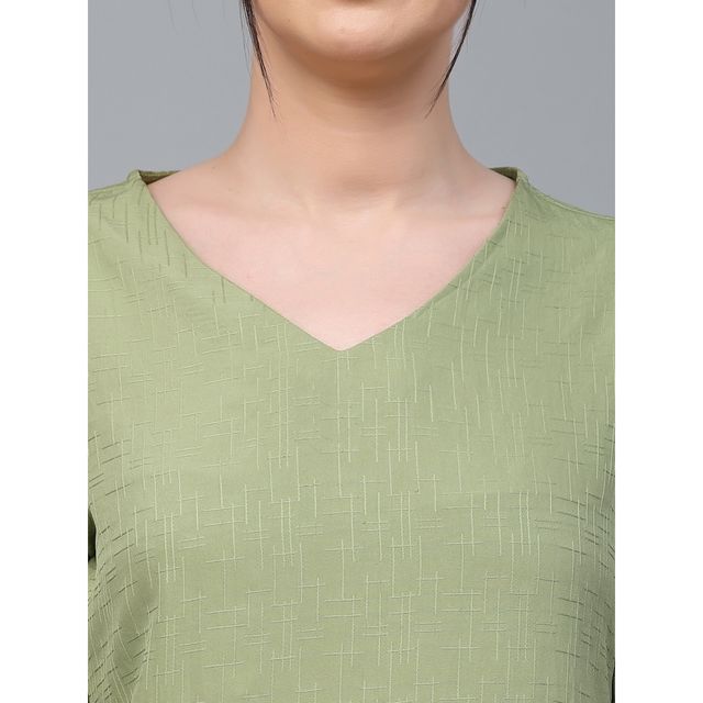 Style Quotient Women Sage Green Solid Polyester Regular Casual Top | M | SS23SQANDORA - Sage Green