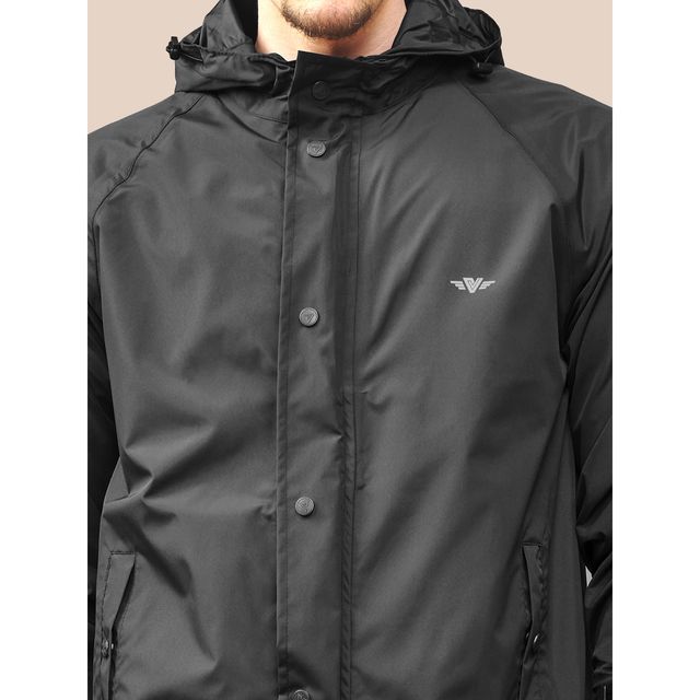 Lux Venus Lightweight Hooded Raincoat for Men With Waterproof Pant - Black | XL