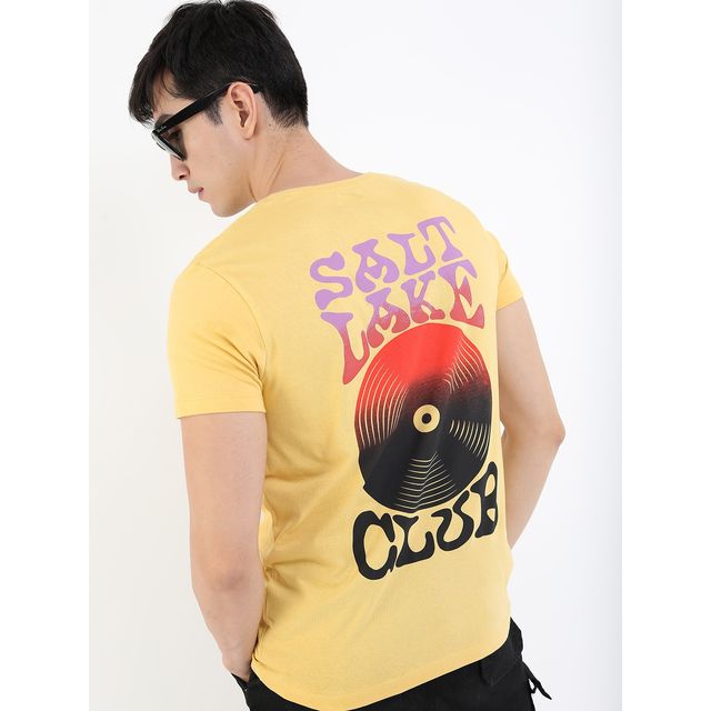 Highlander Men's Printed Slim Fit T-shirt - Light Yellow | XL