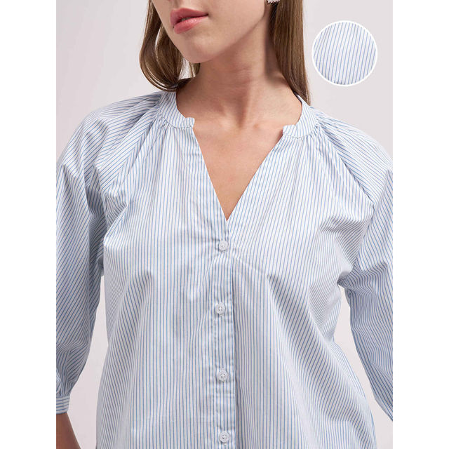 Tokyo Talkies Women Manderin Collar 3/4Th Sleeve V Neck Front