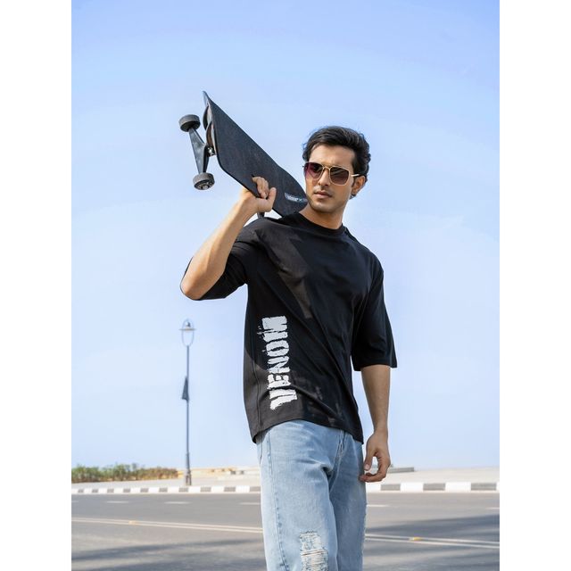 Bonorganik Men's Venom Oversize Front Print T-shirt | BON12024 | Black - M