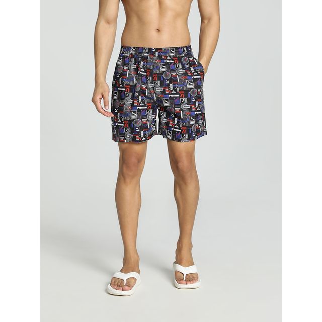 Puma Men s Printed Woven Boxers with Side Pocket | Flat Light Gray | L