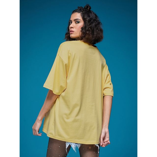 Smartees Women's Printed T-shirt | Lemon Yellow - L