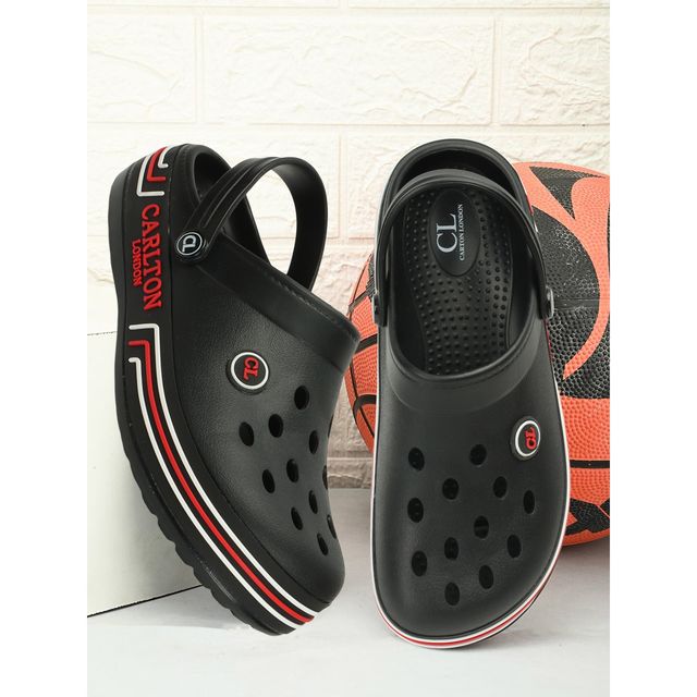 Carlton London Black Comfortable Men Clogs Shoes | UK 10