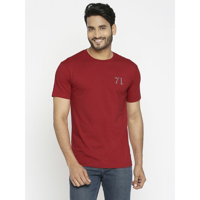 Vip Mens Round Neck T-Shirt Maroon 001 | M