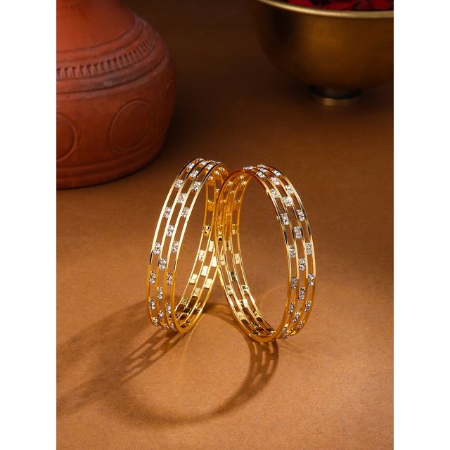 NVR Set of 2 Cz Studded Bangles | NVR2151-L