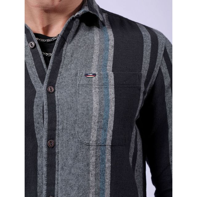 The Indian Garage Co Men's Slim Fit Checkered Casual Shirt | Grey - XL